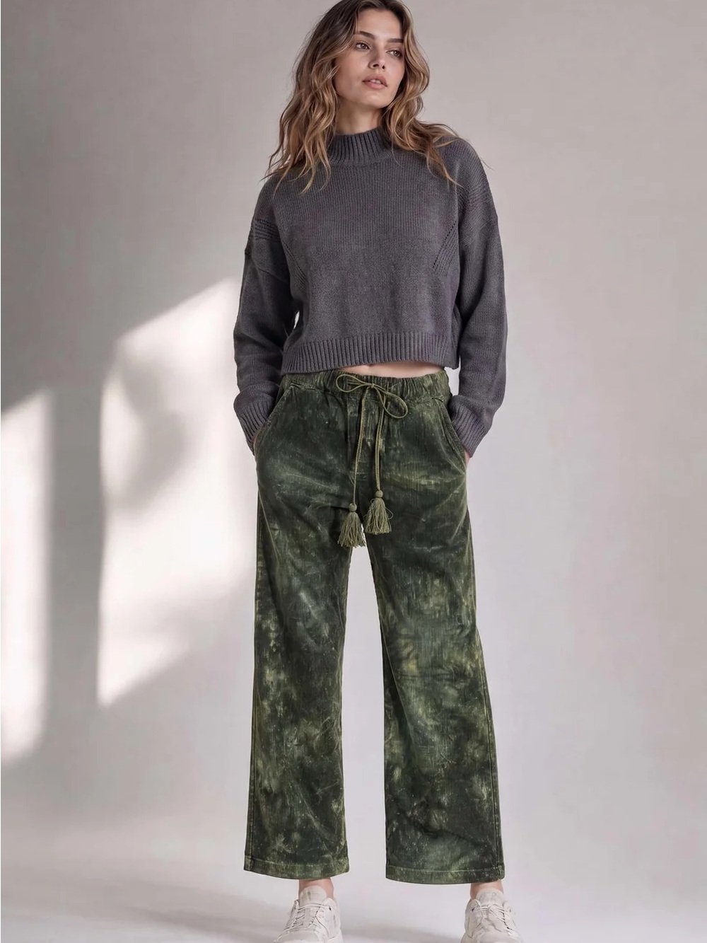 NWT, Something Navy | XS, Birdie Corduroy Pant (in Army TieDye)